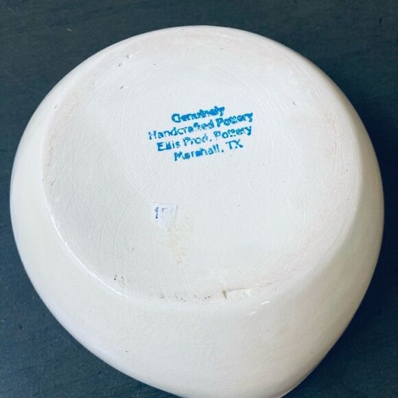 Texas Bluebonnet Marshall Pottery Heart Shape Ceramic Bowl Dish - Picture 4 of 5